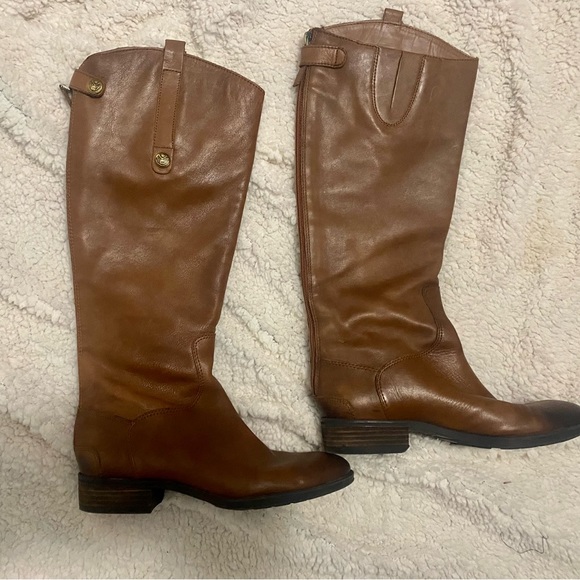 SOLD! Sam Edelman Women's Penny Classic Equestrian Brown Leather Knee High Boots - Picture 9 of 16